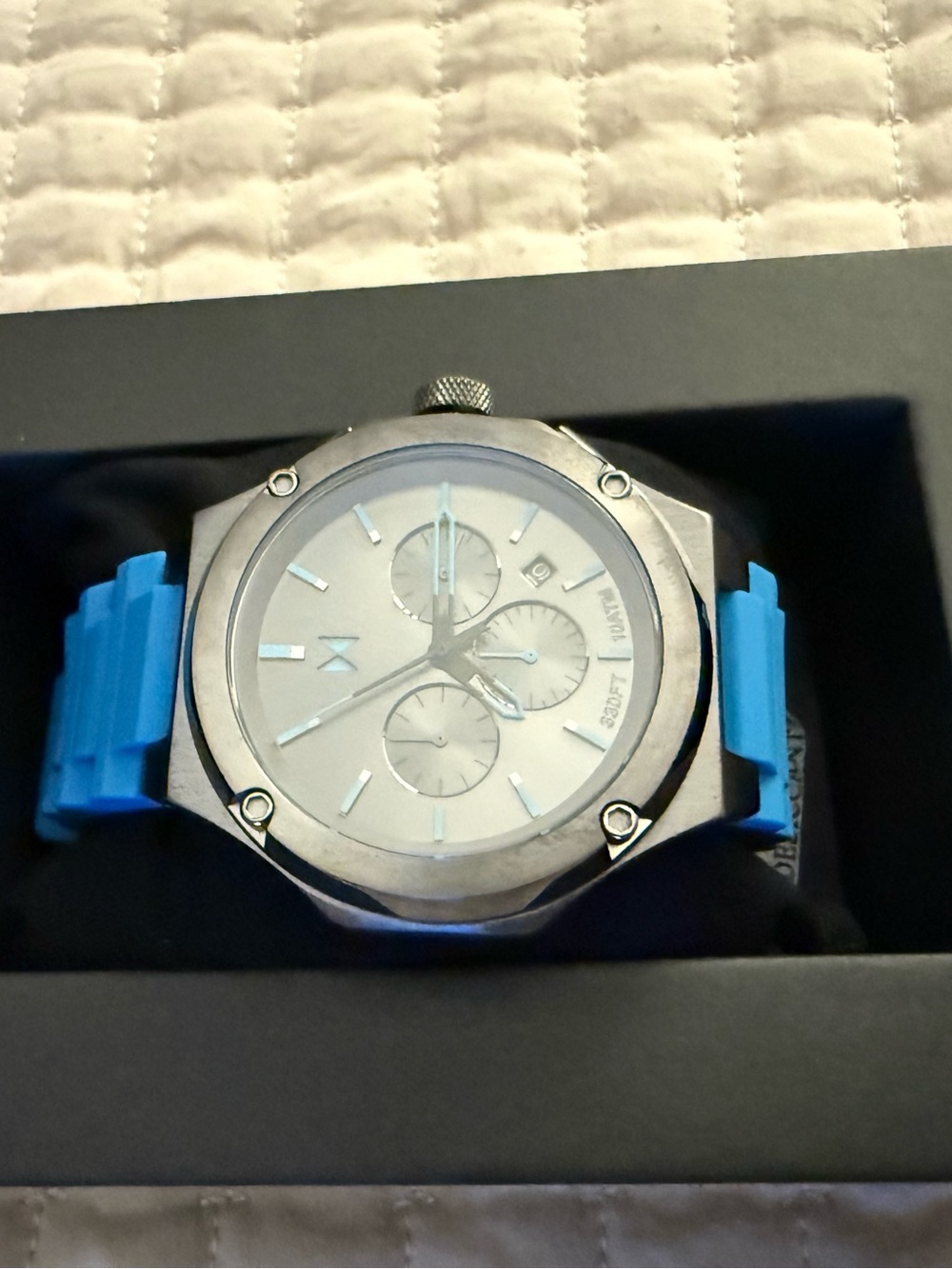 MVMT Raptor Blue Silicone Strap Watch with Gunmetal Case